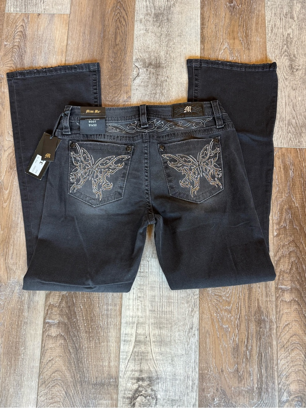 Miss Me Risa Black Skinny Jeans with Embellished Butterfly Pocket